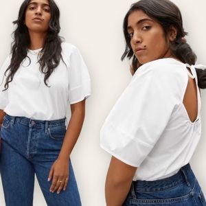 NWT Everlane The Circle Back Top Blouse Short Sleeve Cotton White 6 Women’s